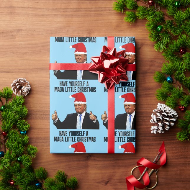PAPEL DE REGALO TRUMP SANTA HAT, MAGA PEQUEÑOS NAVIDADES (Regalo de vacaciones)