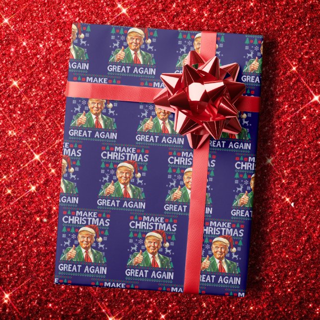 Papel De Regalo Trump Santa Hat | Make Christmas Great Again Blue (Subido por el creador)