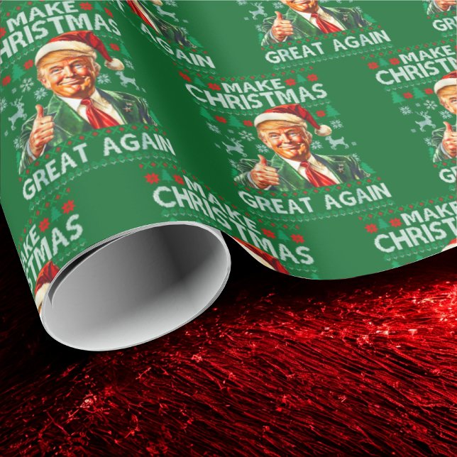 Papel De Regalo Trump Santa Hat | Make Christmas Great Again Green (Subido por el creador)