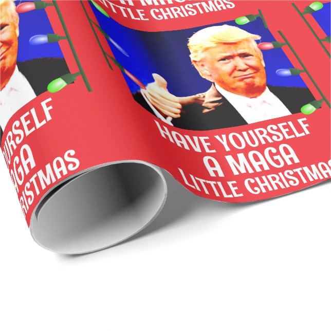 PAPEL DE REGALO TRUMP TIENE UN PEQUEÑO NAVIDAD MAGA (Esquina del rollo)