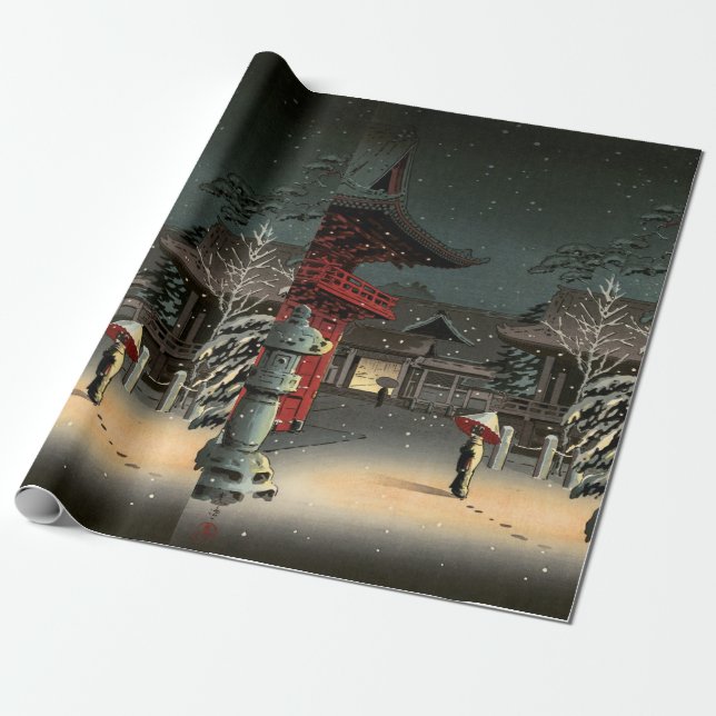 Papel De Regalo Tsuchiya Koitsu - Nieve en el santuario de Nezu (Desenrollado)