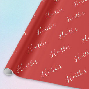 Papel De Regalo Tu escritura blanca personalizada sobre rojo
