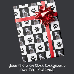 Papel De Regalo Tu foto de perro Estilo Cuadros en Negro y Blanco