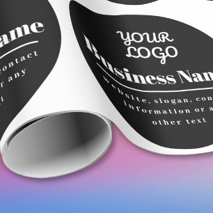 Papel De Regalo Tu Logo Retro-Moderno Negro y Blanco