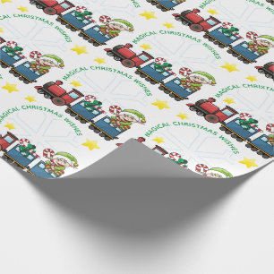 Papel De Regalo Tu marco de foto Tren de Navidad y elfo lindo