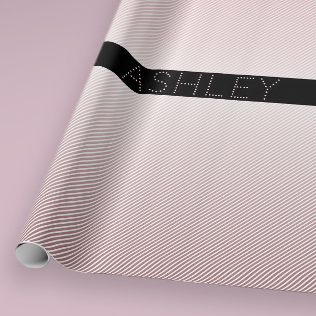 Papel De Regalo Tu nombre | Delgado Rosa Ombre y franjas blancas (Subido por el creador)