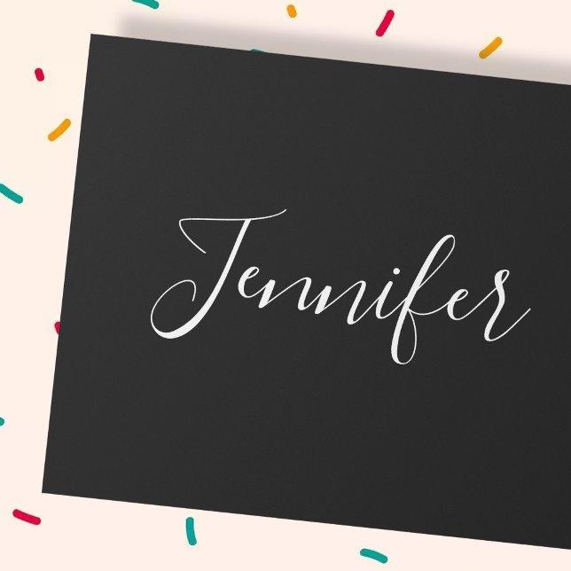 Papel De Regalo Tu nombre | Elegante guión blanco sobre negro (Subido por el creador)