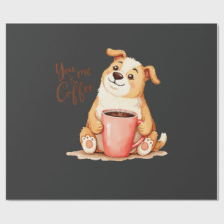 Papel De Regalo Tú y yo Café - Corgi Lindo y Bebida Acogedora