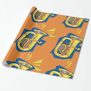 Papel De Regalo Tuba Instrumento de Bronce Música Brillante Banda
