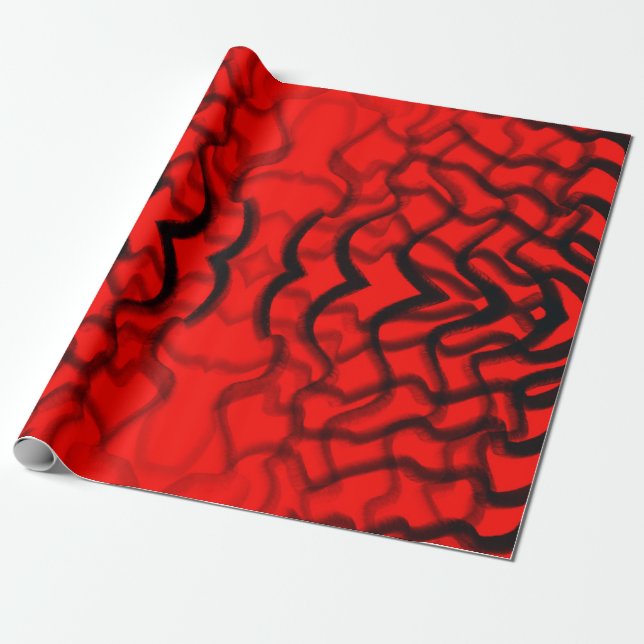Papel De Regalo Tubular Negro Y Rojo (Desenrollado)