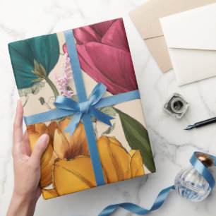 Papel De Regalo Tulipán Multicolor Estilo Jardín Patrón Floral Mar