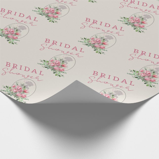 Papel De Regalo Tulipán rosa de la ducha de novia (Esquina)