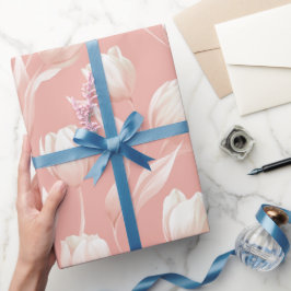 Papel De Regalo Tulipán suave de flor blanca patrón