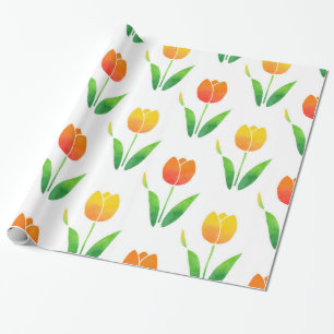 Papel De Regalo Tulipanes amarillos y anaranjados 2