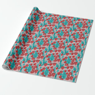 Papel De Regalo Tulipanes de primavera, patrón floral dibujado a m