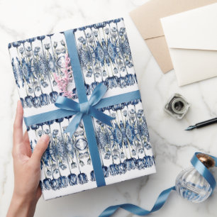 Papel De Regalo Tulipanes en azul de Delft
