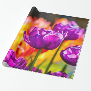 Papel De Regalo Tulipanes Encantadores Púrpura