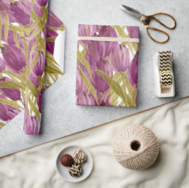 Papel De Regalo Tulipanes morados Elegante acuarela