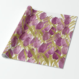 Papel De Regalo Tulipanes morados Elegante acuarela