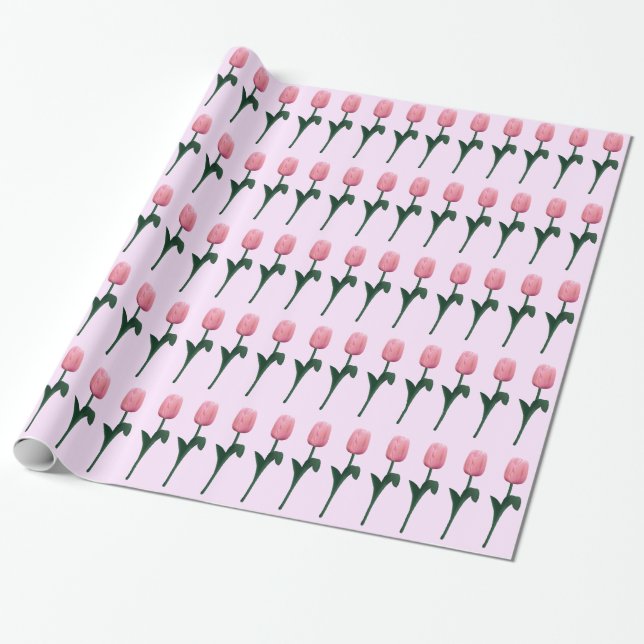 Papel De Regalo Tulipanes rosados (Desenrollado)