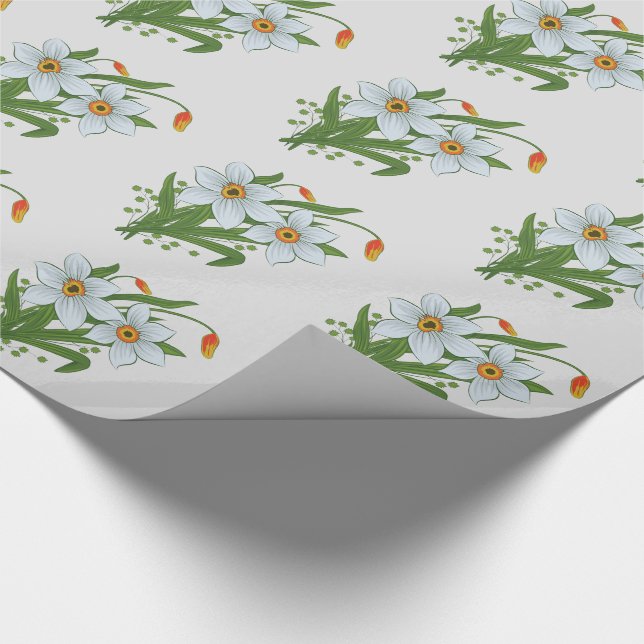 Papel De Regalo Tulipanes y Flores de Narcisos (Esquina)