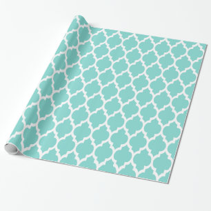 Papel De Regalo Turquesa Acuático Blanco XL Cuatrofoil Marroquí #4
