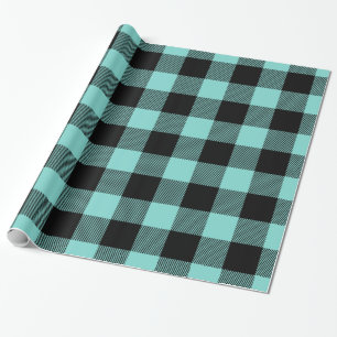 Papel De Regalo Turquesa Acuático Negro Gran Plaid Lumberjack Búfa