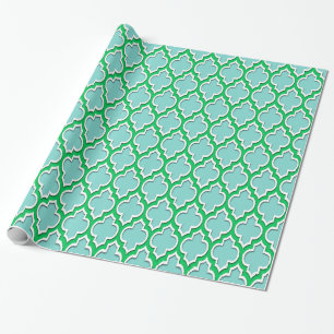 Papel De Regalo Turquesa Acuático Verde Esmeralda Blanco XL Marroq