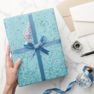 Papel De Regalo Turquesa Azul Brillo Falso 