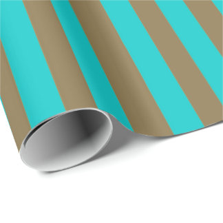 Papel De Regalo Turquesa Azul y Franja Dorada