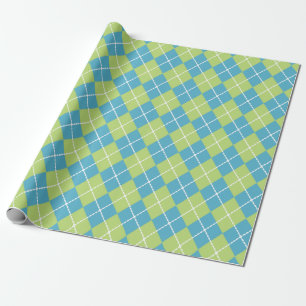 Papel De Regalo Turquesa Brillante y Argyle Lima