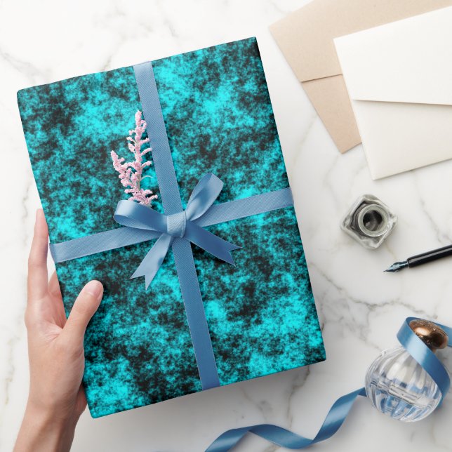 Papel De Regalo Turquesa de Lujo y Mármol Negro (Regalar)
