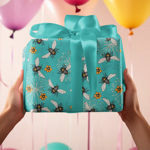 Papel De Regalo Turquesa de moda Buzzing Spring & Summer Honeybee