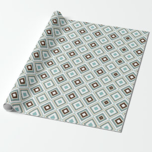 Papel De Regalo Turquesa marrón de diamantes retro