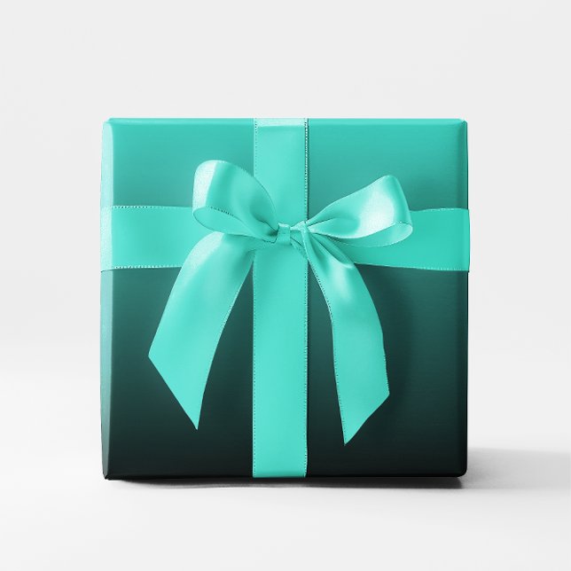 Papel De Regalo Turquesa Negra Ombre (Black Turquoise Gradient Ombre Wrapping Paper)