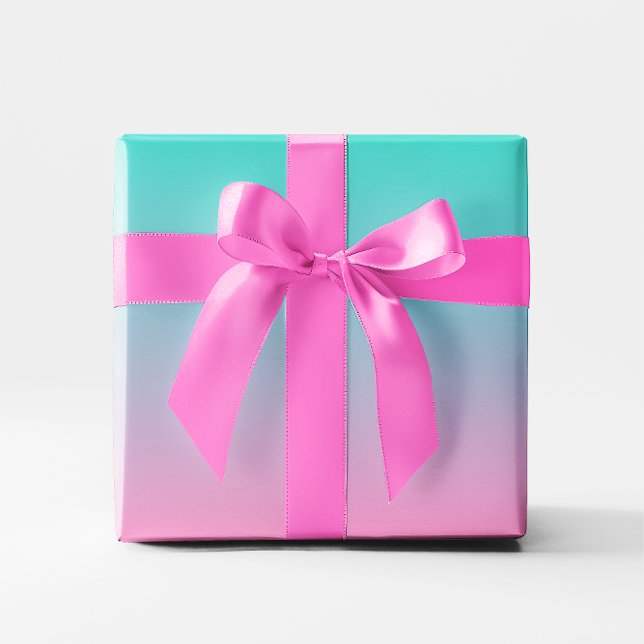 Papel De Regalo Turquesa rosa Ombre (Pink Turquoise Gradient Ombre Wrapping Paper)