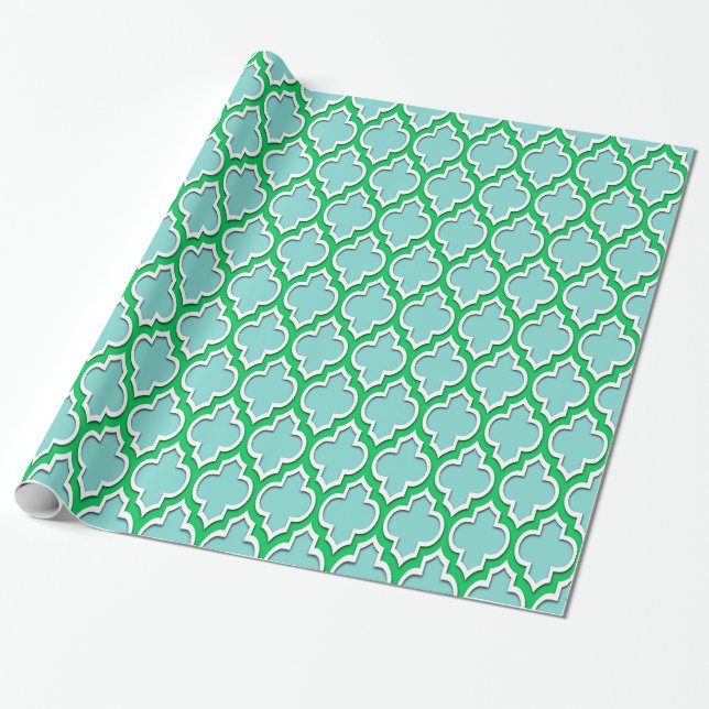 Papel De Regalo Turquoise Aqua Emerald Green Whats XL Marroquí #4D (Desenrollado)