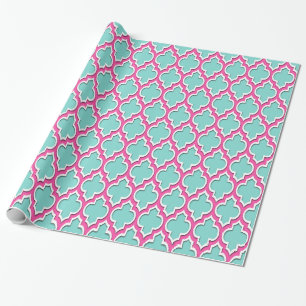 Papel De Regalo Turquoise Aqua Hot Pink White Moroccan #4DS