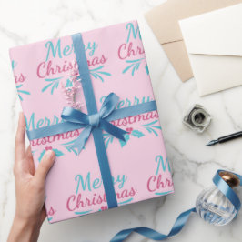 Papel De Regalo Turquoise Merry Christmas Pastel Rosa Seamless