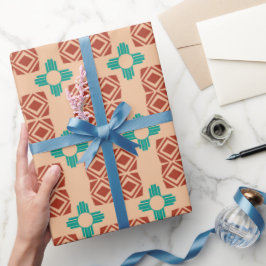 Papel De Regalo Turquoise Zia Tribal Brown Tan