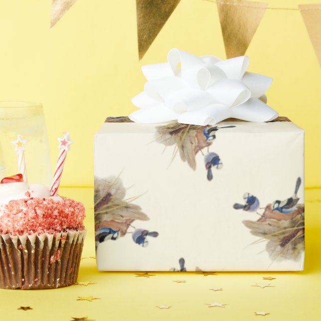 Papel De Regalo Turquoisine Magnífica Warbler, (Fiesta de cumpleaños )