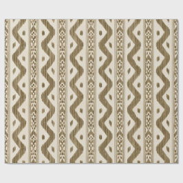 Papel De Regalo Tuscan Brown Ikat, Woven Stripe sobre Crema