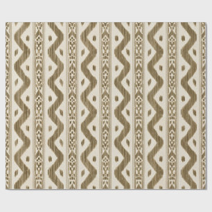 Papel De Regalo Tuscan Brown Ikat, Woven Stripe sobre Crema