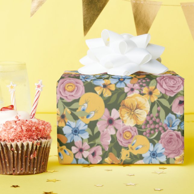 Papel De Regalo TWEETY™ Floral Embroidery Pattern (Fiesta de cumpleaños )