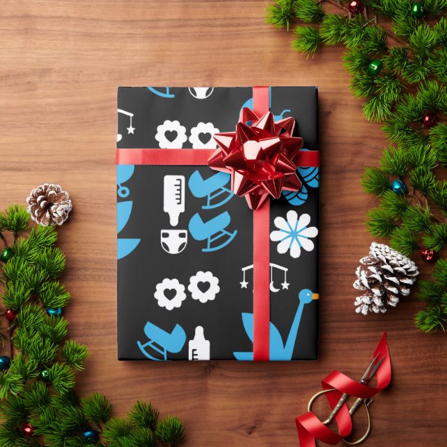 Papel De Regalo Twin Boy Stalk Delivery Blue (Regalo de vacaciones)
