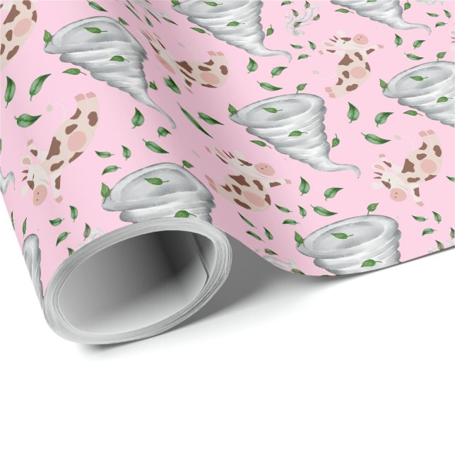 Papel De Regalo Twisters Tornado Gift Wrapping Paper - Pink (Esquina del rollo)