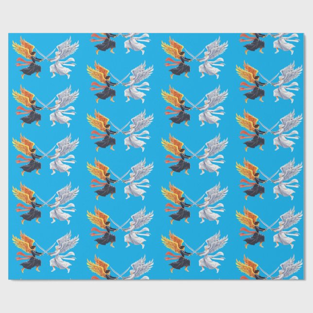 Papel De Regalo Two Angel with large sword with open wings (Superficie plana)