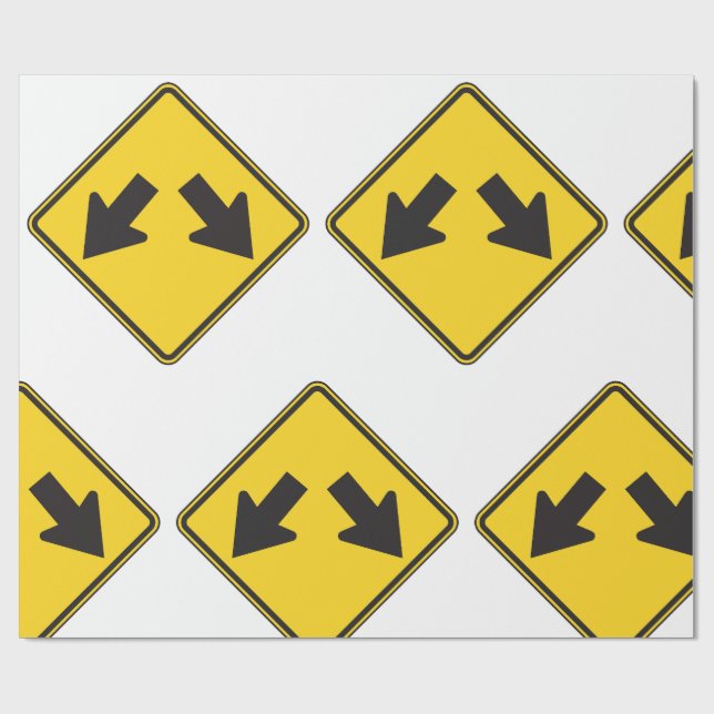 Papel De Regalo Two Downward Arrows Warning Road Sign (Superficie plana)