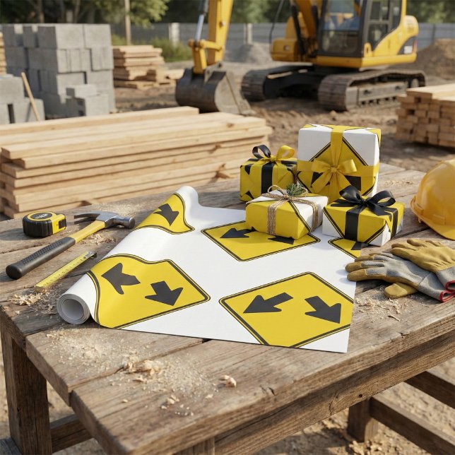 Papel De Regalo Two Downward Arrows Warning Road Sign (Subido por el creador)