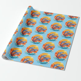 Papel De Regalo Two jumping cartoon dolphin
